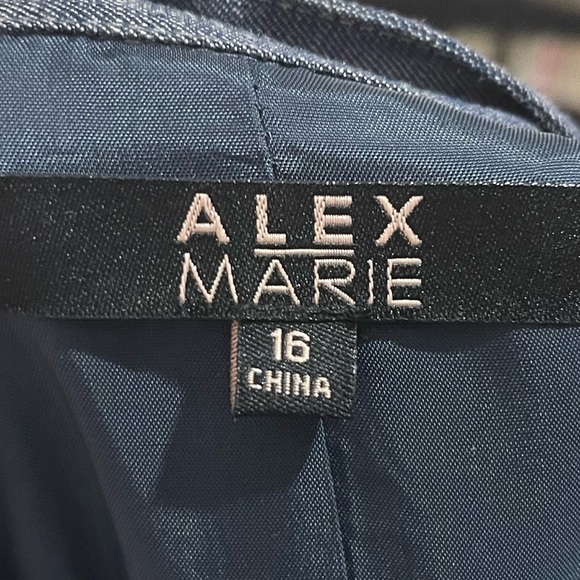 Alex Marie Blue Chambray Linen Blend Belted Dress Size 16 New - Picture 6 of 11